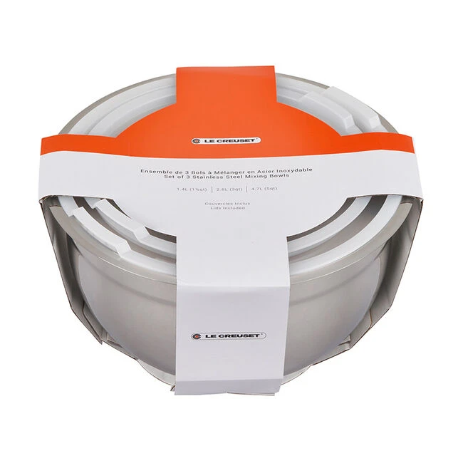 Le Creuset Stainless Steel Mixing Bowls With Lids, Set Of 3 8 Le Creuset Stainless Steel Mixing Bowls With Lids, Set Of 3 - Image 6