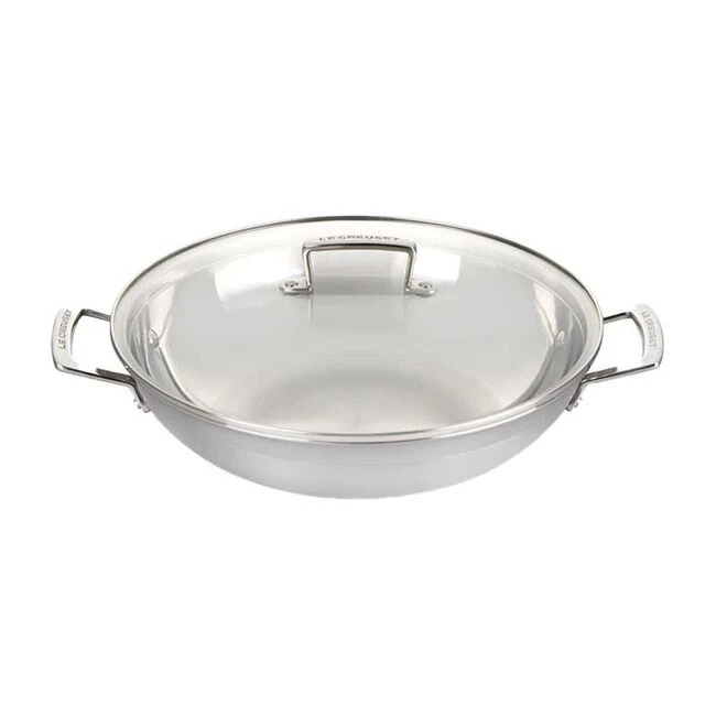 Le Creuset Classic Stainless Steel Wok With Glass Lid 3 Le Creuset Classic Stainless Steel Wok With Glass Lid