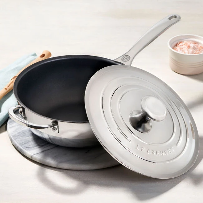 Le Creuset Nonstick Stainless Steel Saucier Pan 3 Le Creuset Nonstick Stainless Steel Saucier Pan